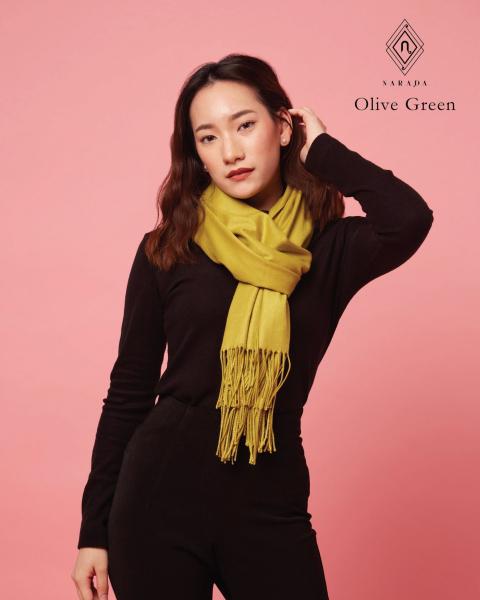 ผ้าพันคอแคชเมียร์  olive Green