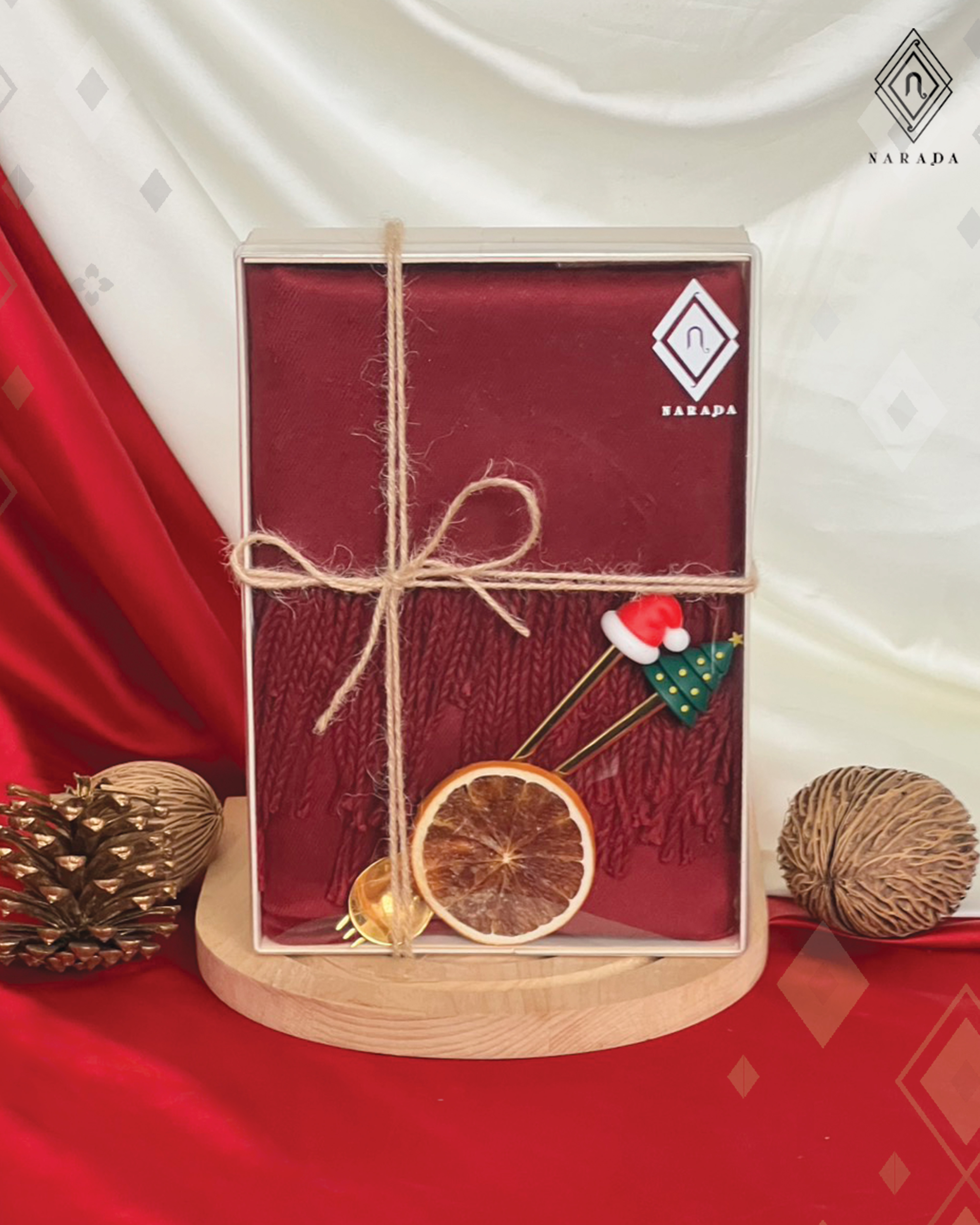 ผ้าคลุมไหล่แคชเมียร์กับช้อนส้อมคริสต์มาส - TT171