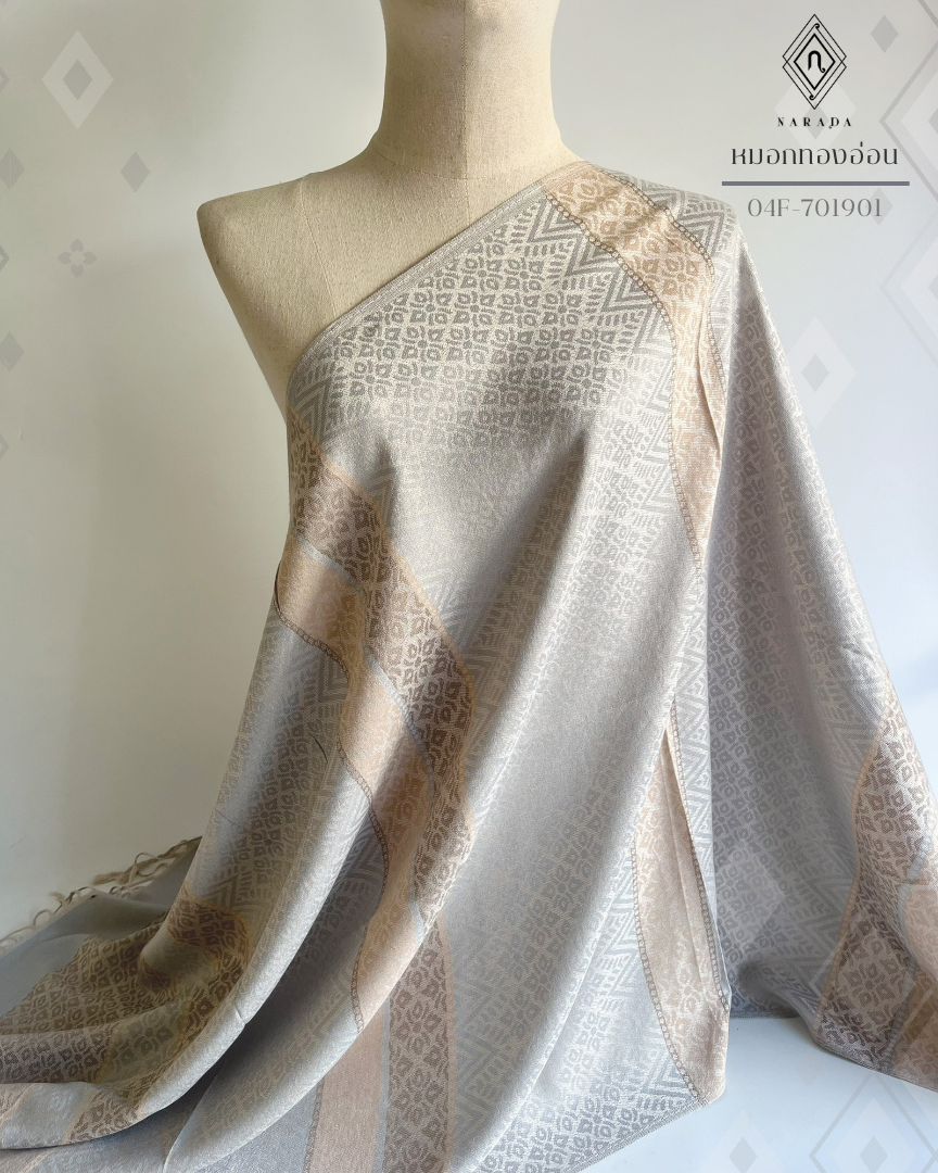 ผ้าคลุมไหล่ลายไทย ลายดอกมะลิ สีชมพูเทา 01F-805319_9S9TJ0W8EC