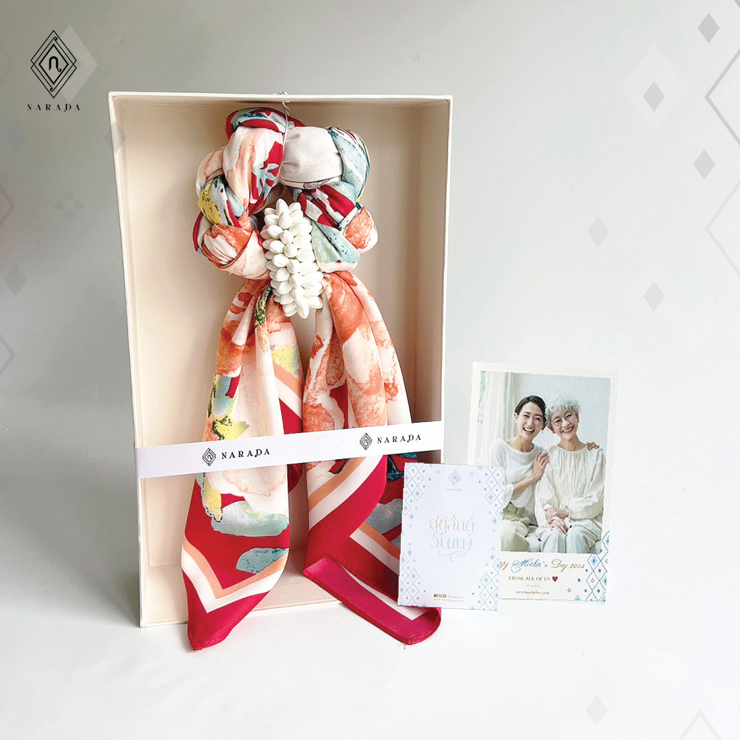 MS11 มาลัยวันแม่ ของขวัญวันแม่ พวงมาลัยผ้าพันคอ พวงมาลัยผ้าคลุมไหล่ พวงมาลัยให้ผู้ใหญ่ ของขวัญให้ผู้ใหญ่