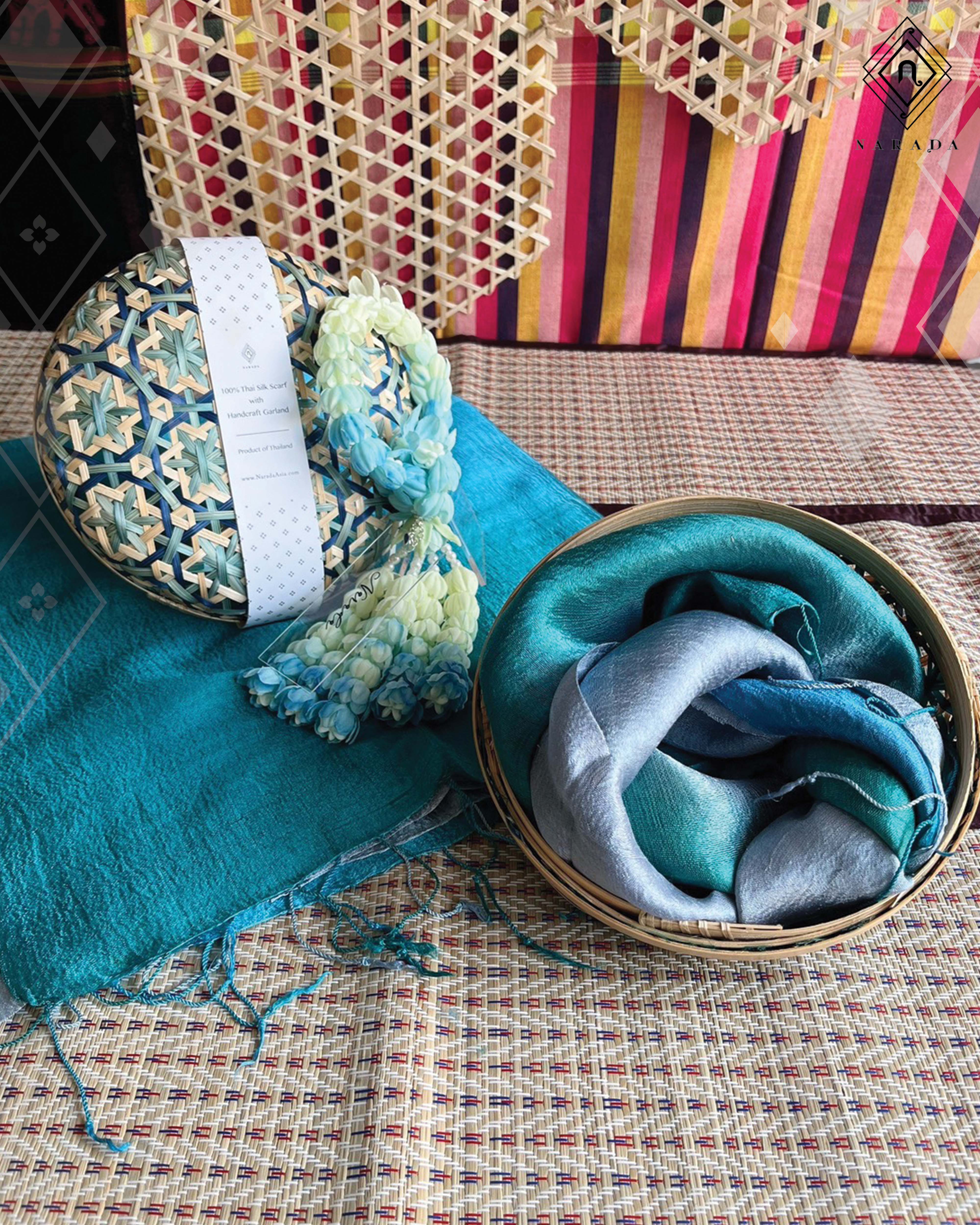 Bamboo and Silk Fabric Box (6-Panel Design) - TT215
