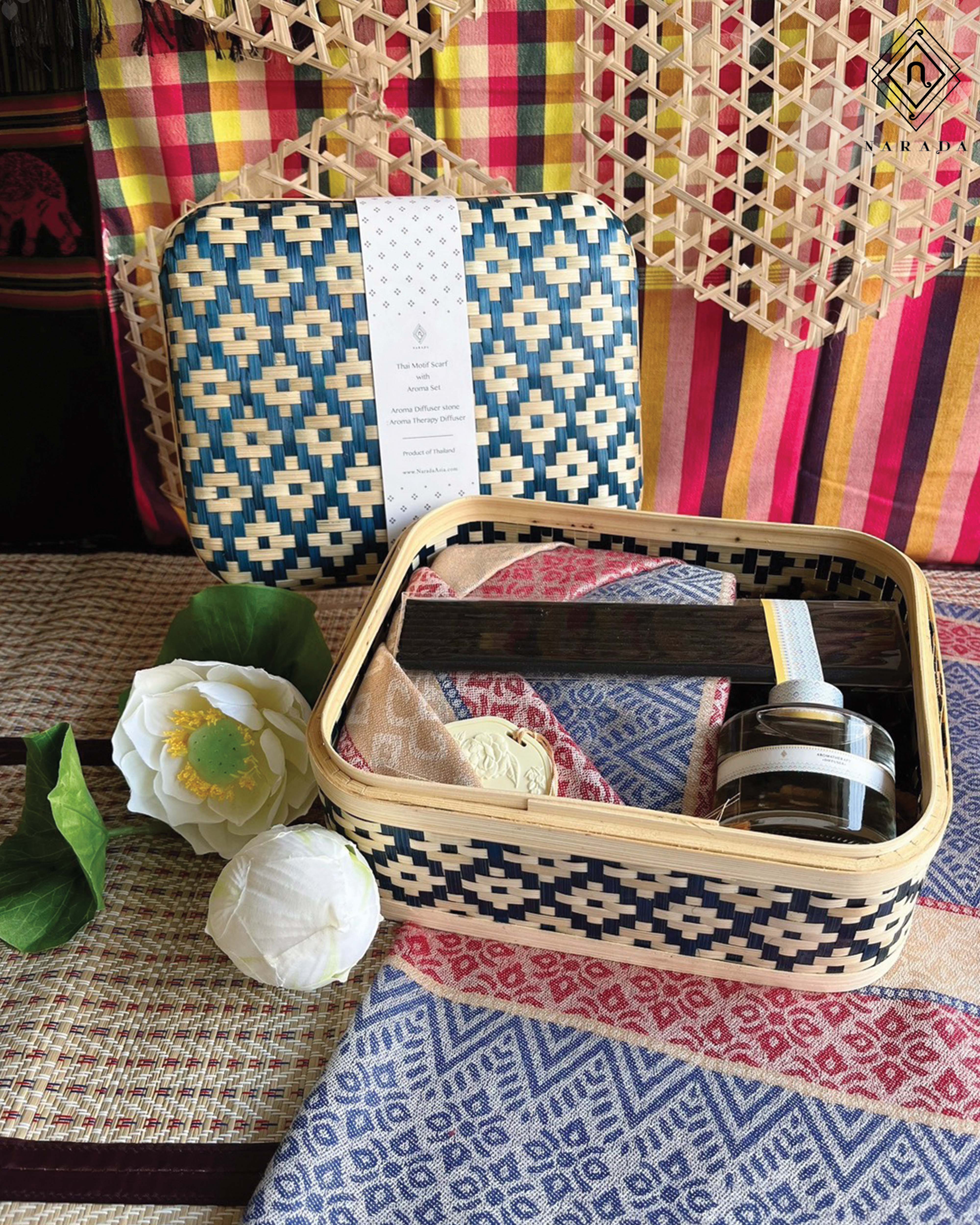 Thai Scented Set, Cotton Fabric in Bamboo Box - TT217