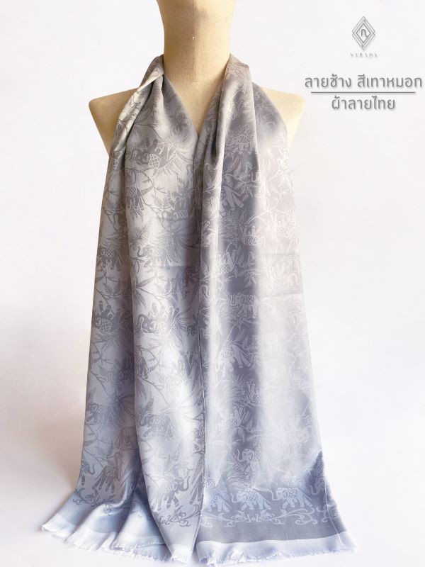 Silk Shawl - Misty Grey - Elephant