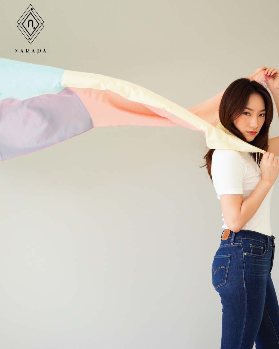 ผ้าคลุมไหล่ ใยธิทรา 4 สี สีดอกปุยฝ้าย